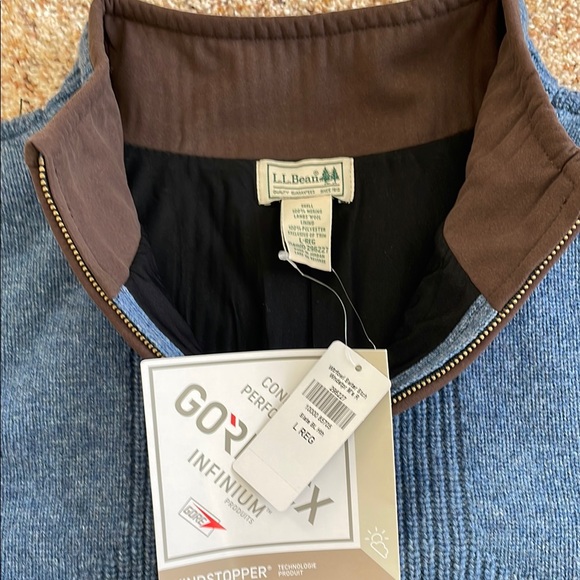 L.L. Bean Blue Zip Up Sweater with Ribbed Collar - Picture 5 of 7